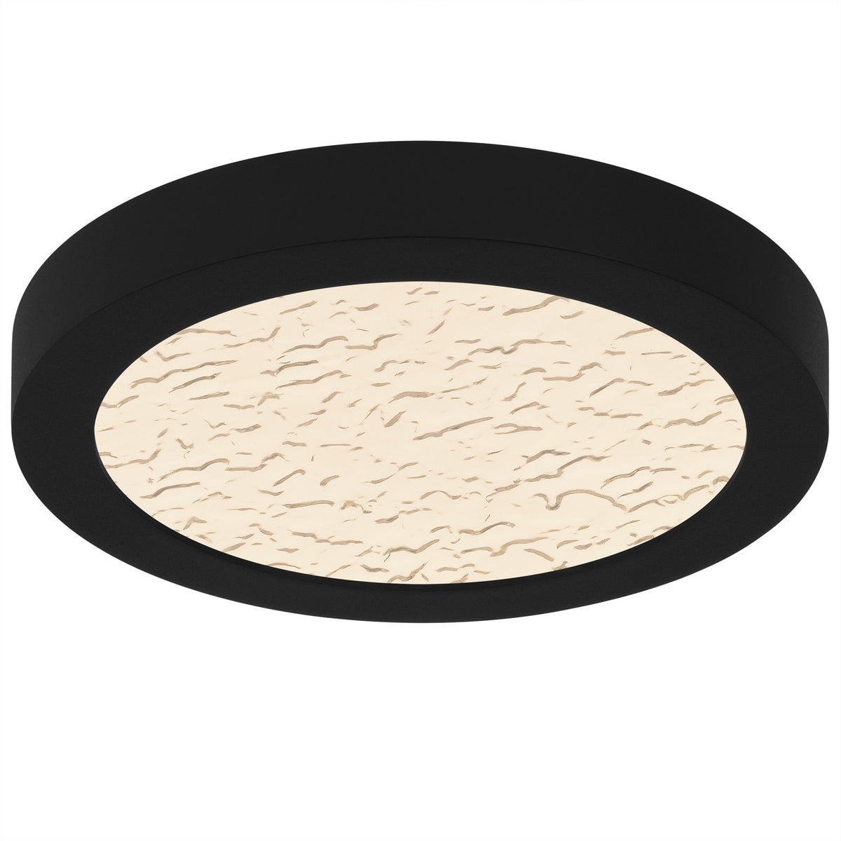 Quoizel Outskirts 8in LED Flush Mount | Modern Earth Black and Clear Textured Acrylic | Bedroom & Hallway | 7.5 x 7.5 x 1 in | Model OSTC1708EK