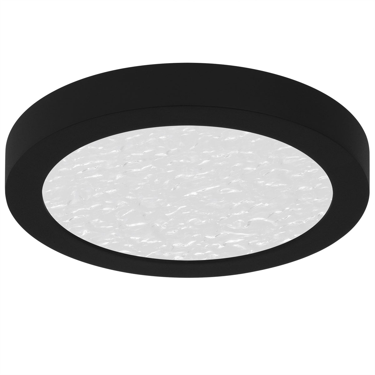 Quoizel Outskirts 8in LED Flush Mount | Modern Earth Black and Clear Textured Acrylic | Bedroom & Hallway | 7.5 x 7.5 x 1 in | Model OSTC1708EK