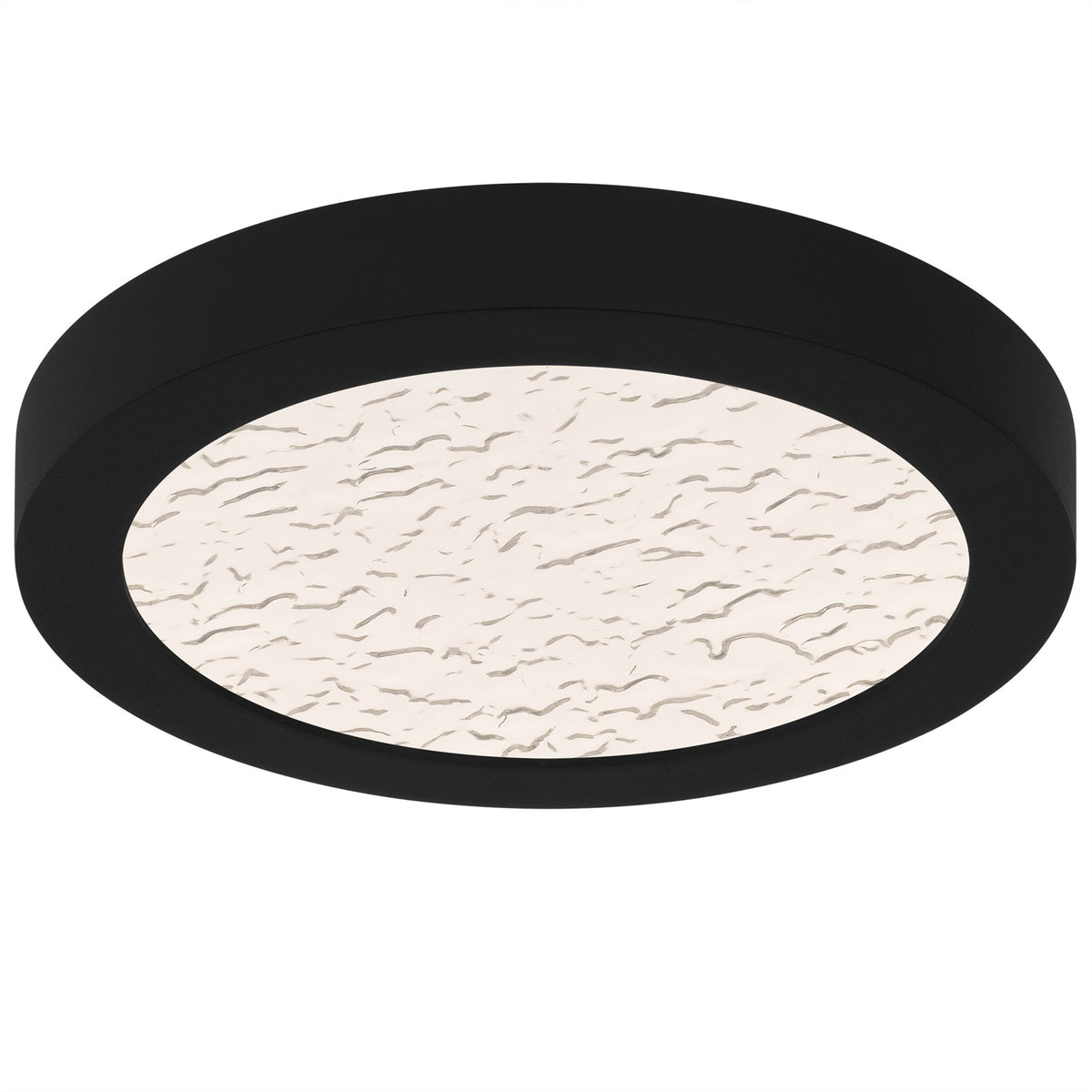 Quoizel Outskirts 8in LED Flush Mount | Modern Earth Black and Clear Textured Acrylic | Bedroom & Hallway | 7.5 x 7.5 x 1 in | Model OSTC1708EK
