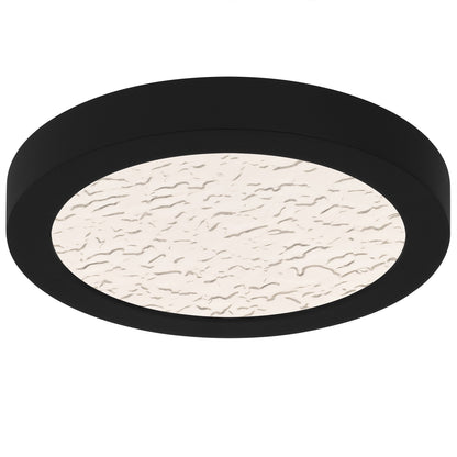 Quoizel Outskirts 8in LED Flush Mount | Modern Earth Black and Clear Textured Acrylic | Bedroom & Hallway | 7.5 x 7.5 x 1 in | Model OSTC1708EK