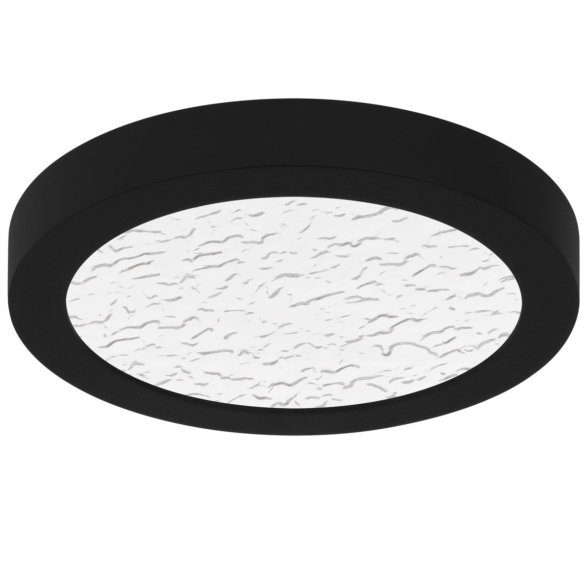 Quoizel Outskirts 8in LED Flush Mount | Modern Earth Black and Clear Textured Acrylic | Bedroom & Hallway | 7.5 x 7.5 x 1 in | Model OSTC1708EK