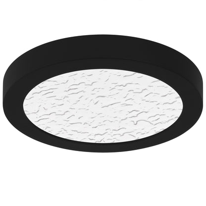 Quoizel Outskirts 8in LED Flush Mount | Modern Earth Black and Clear Textured Acrylic | Bedroom & Hallway | 7.5 x 7.5 x 1 in | Model OSTC1708EK