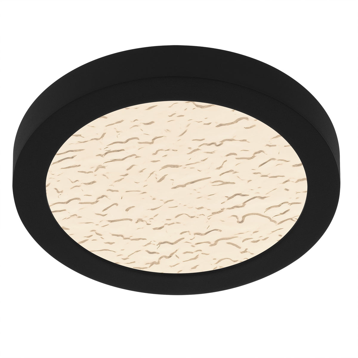 Quoizel Outskirts 8in LED Flush Mount | Modern Earth Black and Clear Textured Acrylic | Bedroom & Hallway | 7.5 x 7.5 x 1 in | Model OSTC1708EK