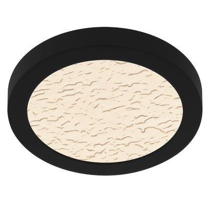 Quoizel Outskirts 8in LED Flush Mount | Modern Earth Black and Clear Textured Acrylic | Bedroom & Hallway | 7.5 x 7.5 x 1 in | Model OSTC1708EK