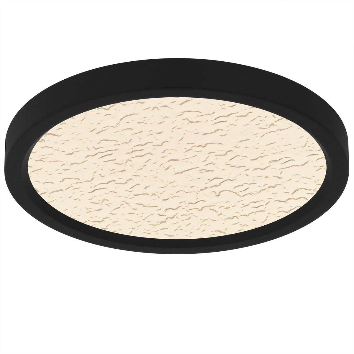 Quoizel Outskirts 11in LED Flush Mount | Modern Earth Black and Clear Textured Acrylic | Bedroom & Hallway | 11 x 11 x 1 in | Model OSTC1711EK