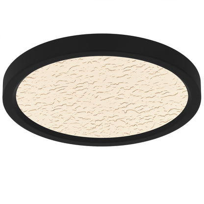 Quoizel Outskirts 11in LED Flush Mount | Modern Earth Black and Clear Textured Acrylic | Bedroom & Hallway | 11 x 11 x 1 in | Model OSTC1711EK