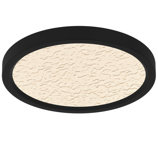 Quoizel Outskirts 11in LED Flush Mount | Modern Earth Black and Clear Textured Acrylic | Bedroom & Hallway | 11 x 11 x 1 in | Model OSTC1711EK
