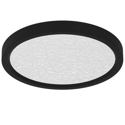 Quoizel Outskirts 11in LED Flush Mount | Modern Earth Black and Clear Textured Acrylic | Bedroom & Hallway | 11 x 11 x 1 in | Model OSTC1711EK