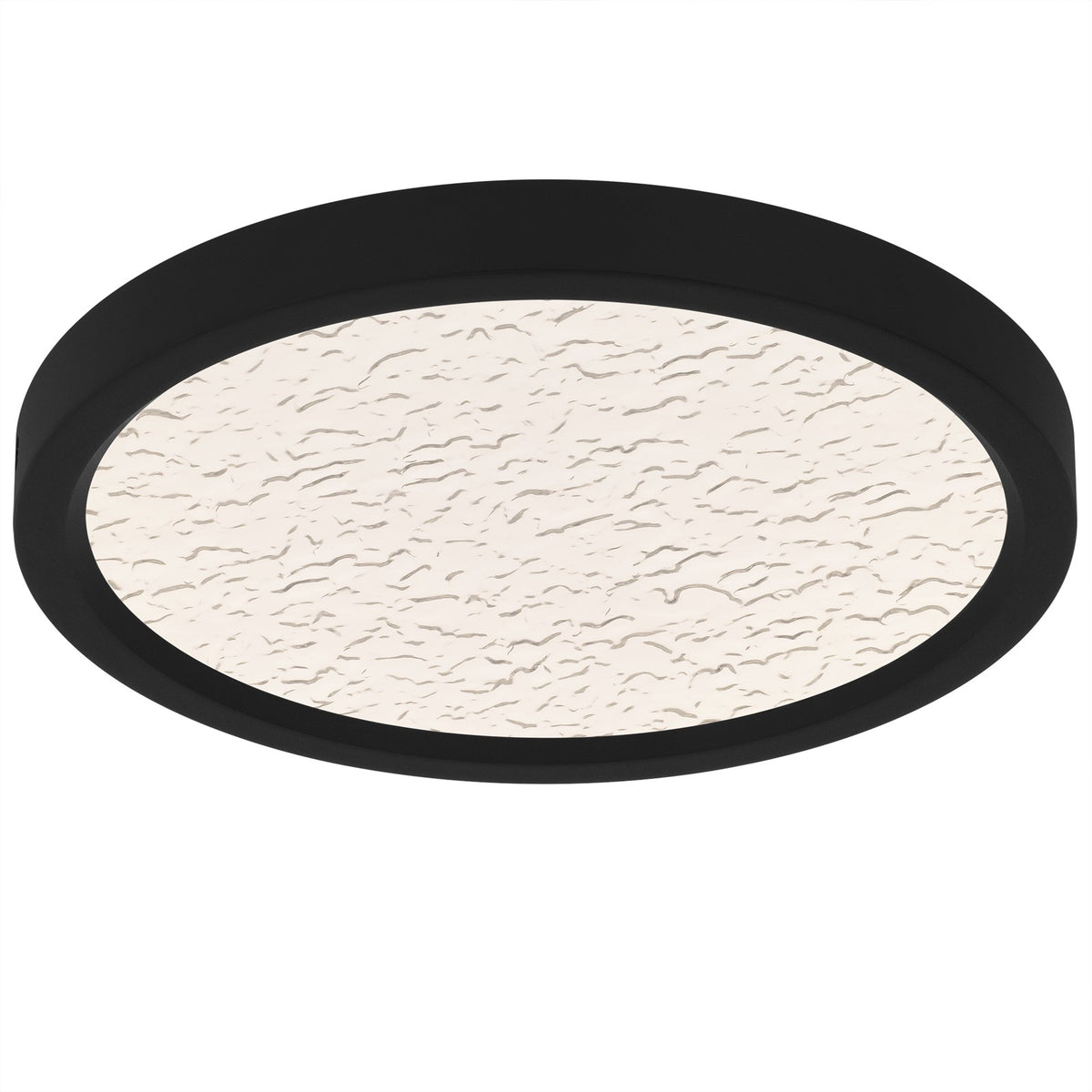Quoizel Outskirts 11in LED Flush Mount | Modern Earth Black and Clear Textured Acrylic | Bedroom & Hallway | 11 x 11 x 1 in | Model OSTC1711EK