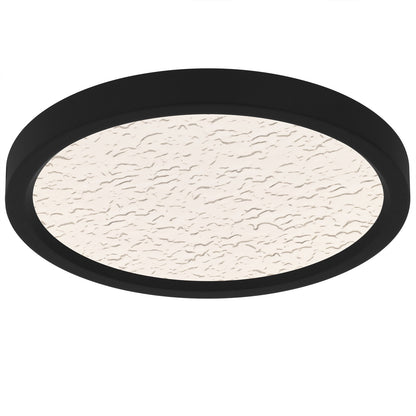 Quoizel Outskirts 11in LED Flush Mount | Modern Earth Black and Clear Textured Acrylic | Bedroom & Hallway | 11 x 11 x 1 in | Model OSTC1711EK