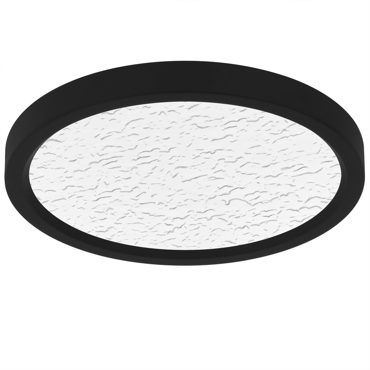 Quoizel Outskirts 11in LED Flush Mount | Modern Earth Black and Clear Textured Acrylic | Bedroom & Hallway | 11 x 11 x 1 in | Model OSTC1711EK