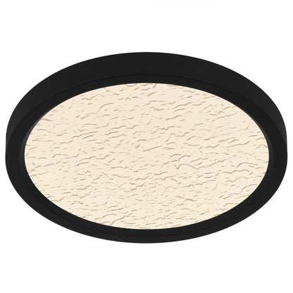 Quoizel Outskirts 11in LED Flush Mount | Modern Earth Black and Clear Textured Acrylic | Bedroom & Hallway | 11 x 11 x 1 in | Model OSTC1711EK