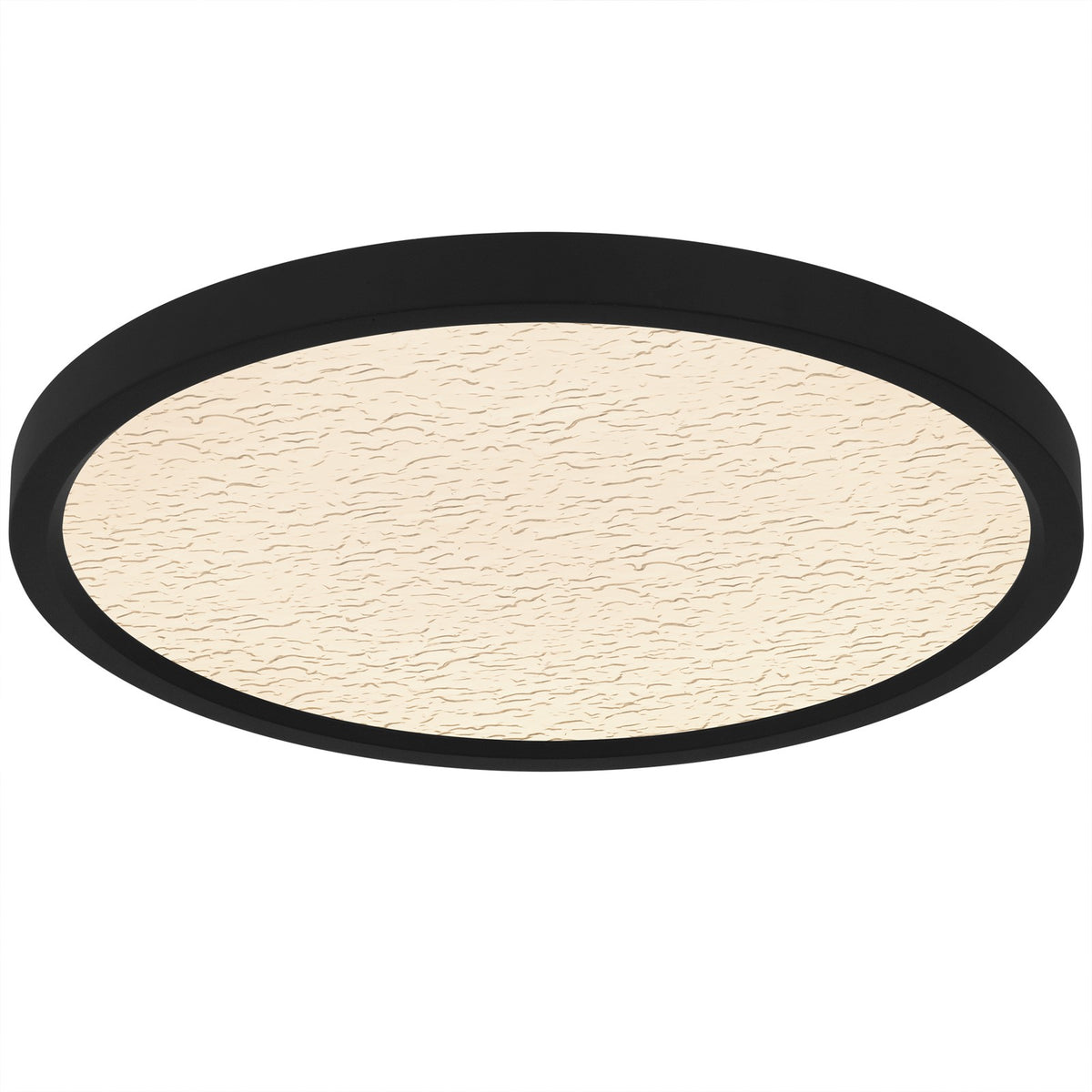 Quoizel Outskirts 15in LED Flush Mount | Modern Earth Black and Clear Textured Acrylic | Bedroom & Hallway | 15 x 15 x 1 in | Model OSTC1715EK
