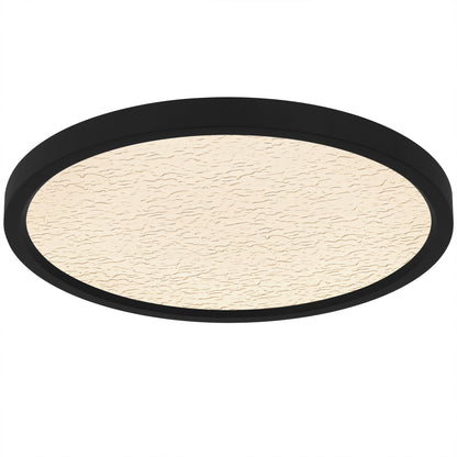 Quoizel Outskirts 15in LED Flush Mount | Modern Earth Black and Clear Textured Acrylic | Bedroom & Hallway | 15 x 15 x 1 in | Model OSTC1715EK