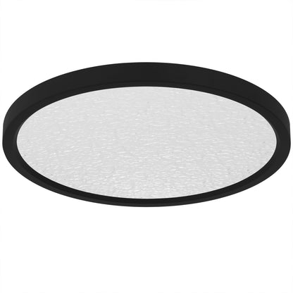 Quoizel Outskirts 15in LED Flush Mount | Modern Earth Black and Clear Textured Acrylic | Bedroom & Hallway | 15 x 15 x 1 in | Model OSTC1715EK