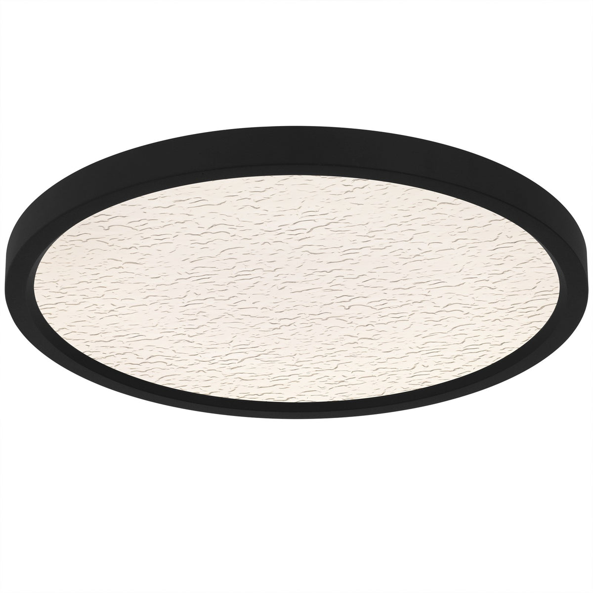 Quoizel Outskirts 15in LED Flush Mount | Modern Earth Black and Clear Textured Acrylic | Bedroom & Hallway | 15 x 15 x 1 in | Model OSTC1715EK