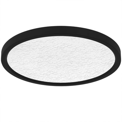 Quoizel Outskirts 15in LED Flush Mount | Modern Earth Black and Clear Textured Acrylic | Bedroom & Hallway | 15 x 15 x 1 in | Model OSTC1715EK