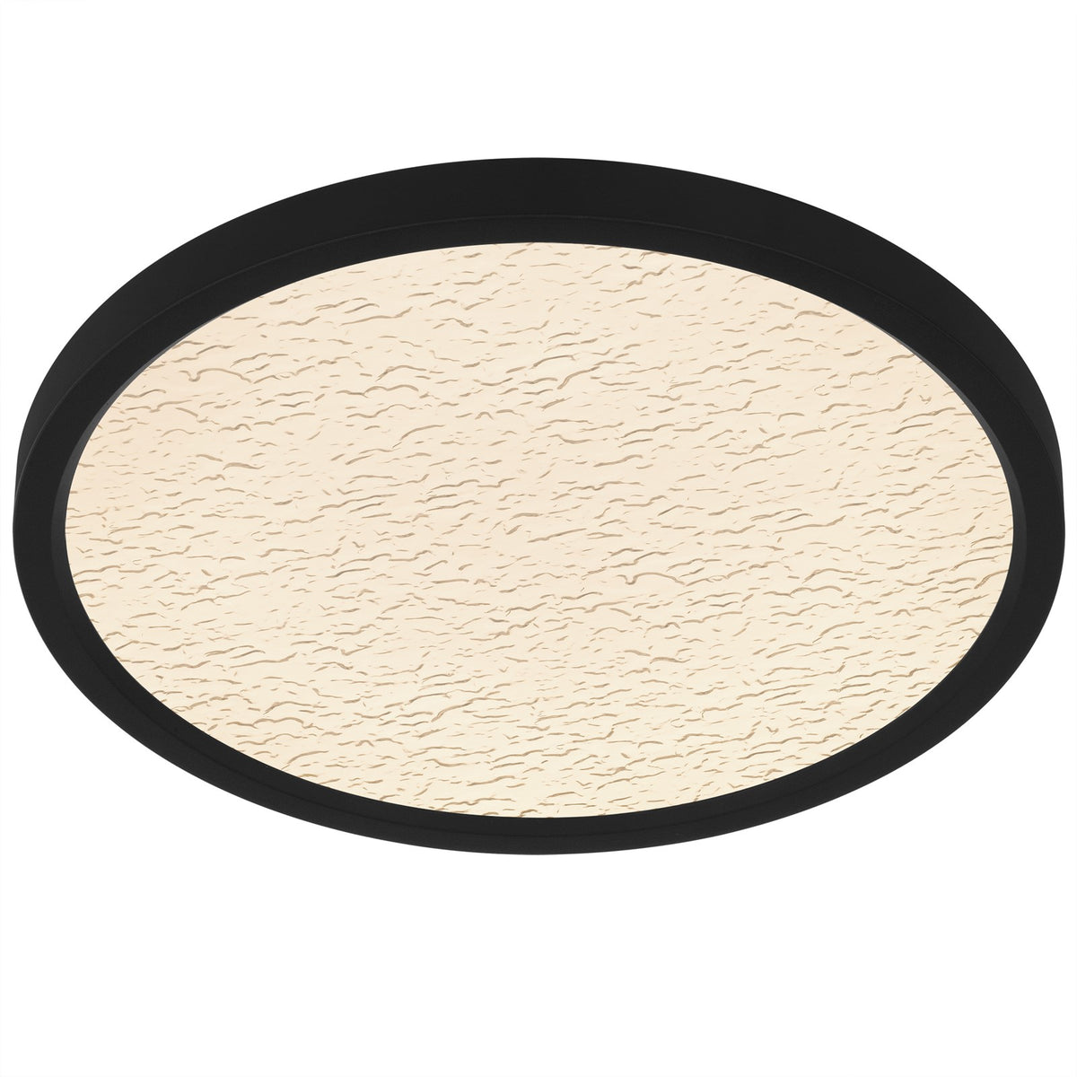 Quoizel Outskirts 15in LED Flush Mount | Modern Earth Black and Clear Textured Acrylic | Bedroom & Hallway | 15 x 15 x 1 in | Model OSTC1715EK