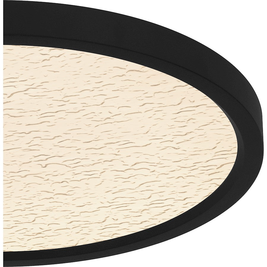 Quoizel Outskirts 15in LED Flush Mount | Modern Earth Black and Clear Textured Acrylic | Bedroom & Hallway | 15 x 15 x 1 in | Model OSTC1715EK