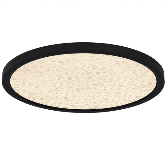 Quoizel Outskirts 20in LED Flush Mount | Modern Earth Black and Clear Textured Acrylic | Bedroom & Hallway Ceiling Light | Model OSTC1720EK