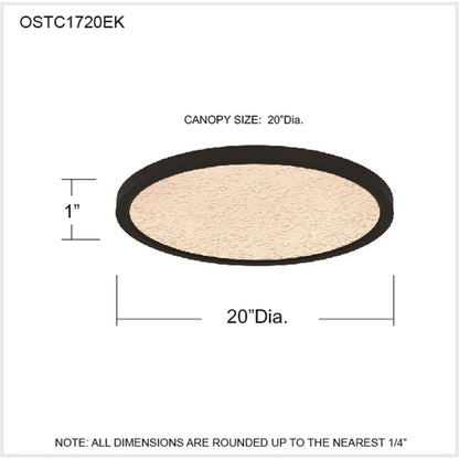 Quoizel Outskirts 20in LED Flush Mount | Modern Earth Black and Clear Textured Acrylic | Bedroom & Hallway Ceiling Light | Model OSTC1720EK