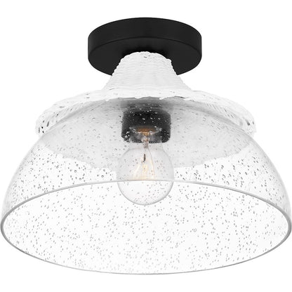 Quoizel Otten 1 Light Semi-Flush Mount, Matte Black/Clear Seedy