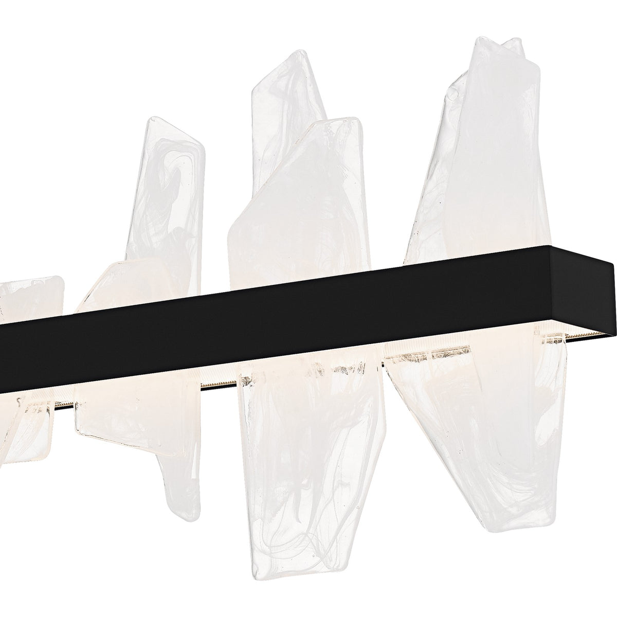 Quoizel Aurelia 42in Linear Island Chandelier | Modern Matte Black and White Swirl Glass | Kitchen Island & Dining Room | Model PCAUR142MBK