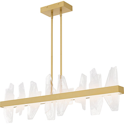 Quoizel Aurelia 42in Linear Island Chandelier | Modern Soft Gold and White Swirl Glass | Kitchen Island & Dining Room | Model PCAUR142SGD