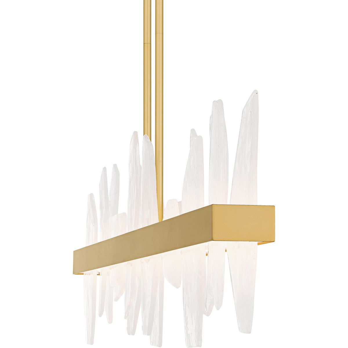Quoizel Aurelia 42in Linear Island Chandelier | Modern Soft Gold and White Swirl Glass | Kitchen Island & Dining Room | Model PCAUR142SGD