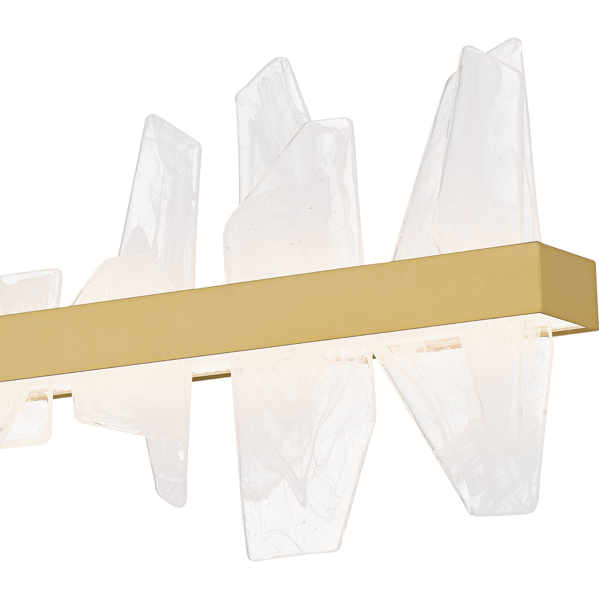 Quoizel Aurelia 42in Linear Island Chandelier | Modern Soft Gold and White Swirl Glass | Kitchen Island & Dining Room | Model PCAUR142SGD
