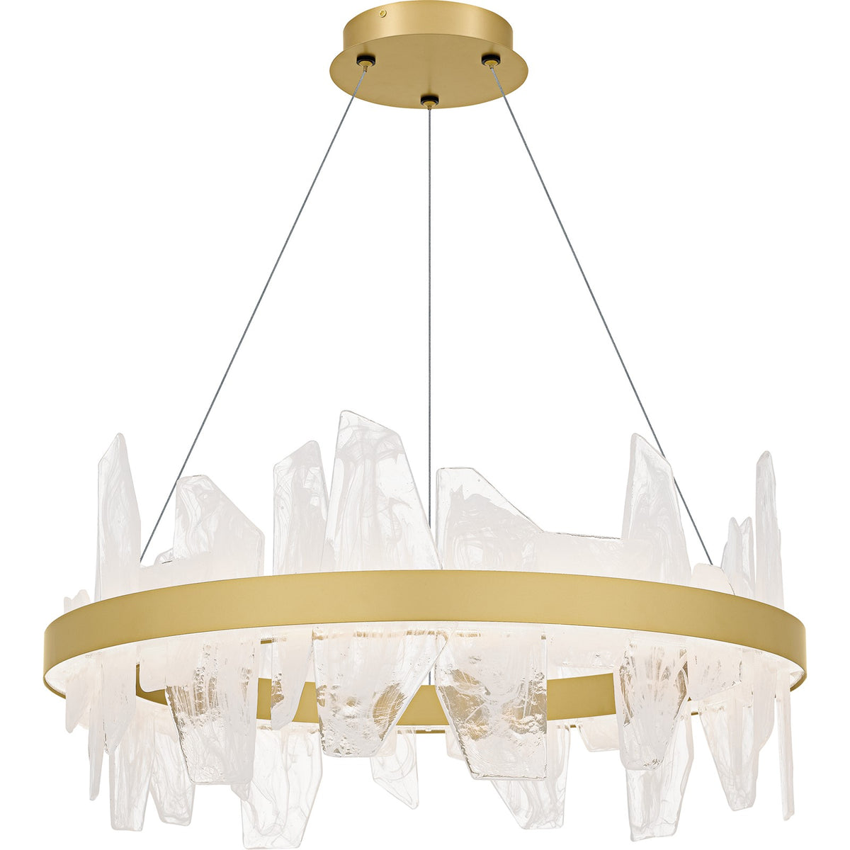 Quoizel Aurelia 30in Round Chandelier | Modern Soft Gold and White Swirl Glass | Dining Room & Living Room | 30 x 30 x 13.75 in | Model PCAUR5030SGD