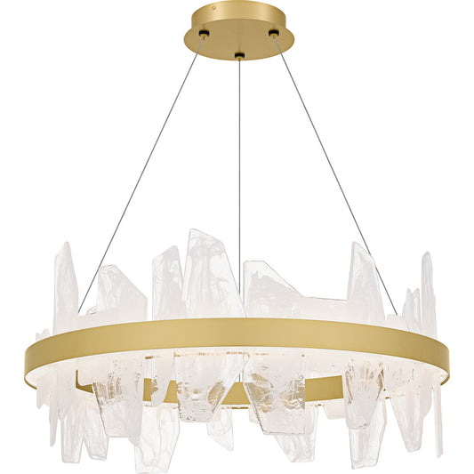 Quoizel Aurelia 30in Round Chandelier | Modern Soft Gold and White Swirl Glass | Dining Room & Living Room | 30 x 30 x 13.75 in | Model PCAUR5030SGD