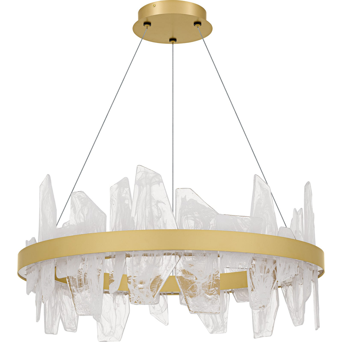 Quoizel Aurelia 30in Round Chandelier | Modern Soft Gold and White Swirl Glass | Dining Room & Living Room | 30 x 30 x 13.75 in | Model PCAUR5030SGD