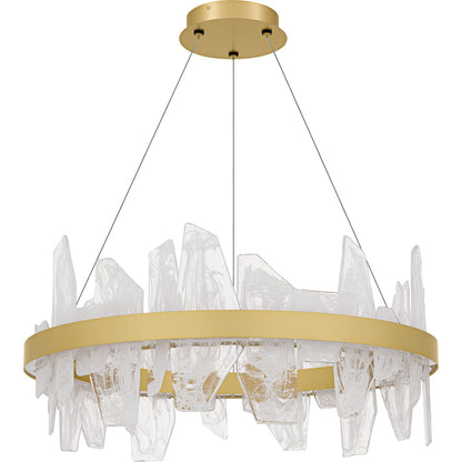 Quoizel Aurelia 30in Round Chandelier | Modern Soft Gold and White Swirl Glass | Dining Room & Living Room | 30 x 30 x 13.75 in | Model PCAUR5030SGD