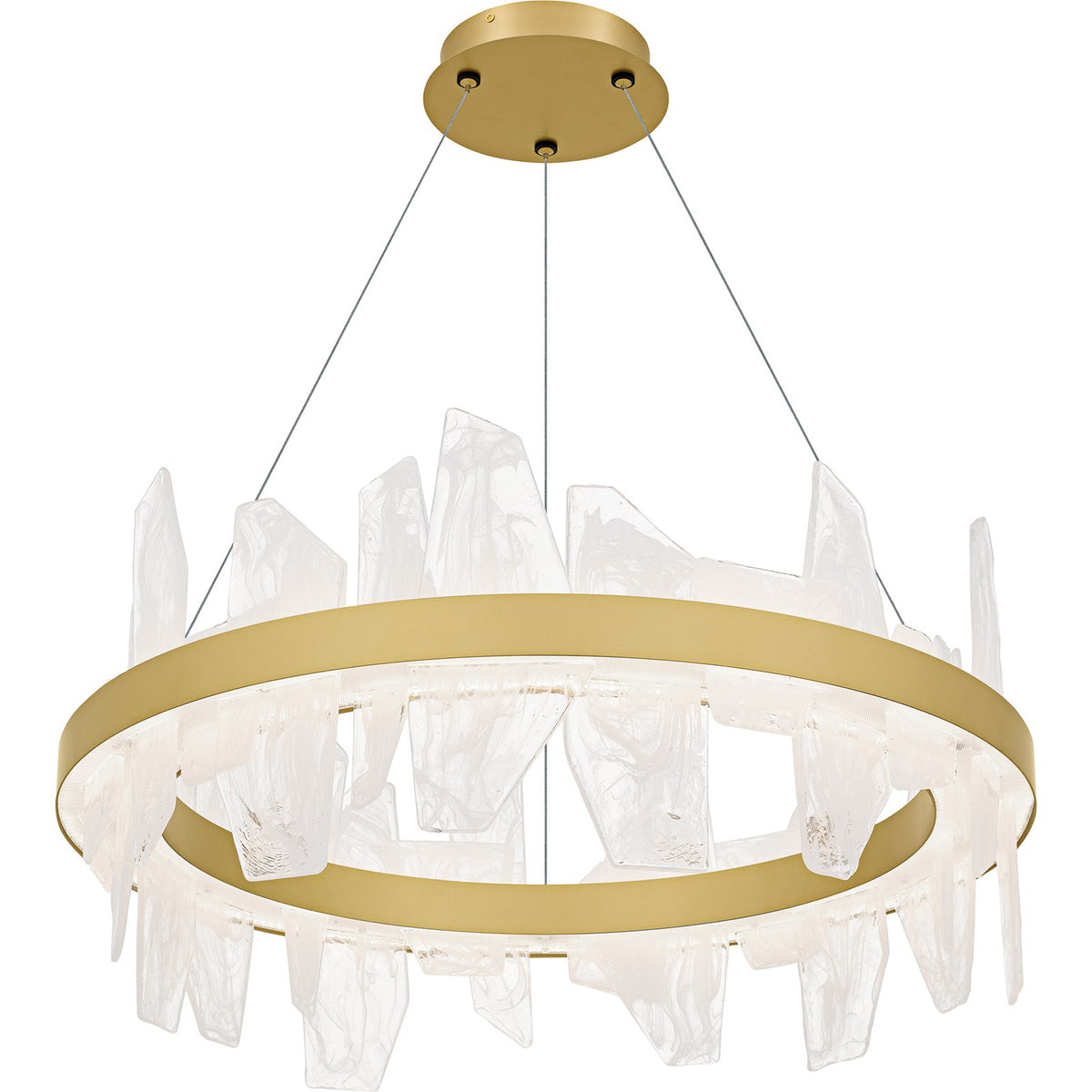 Quoizel Aurelia 30in Round Chandelier | Modern Soft Gold and White Swirl Glass | Dining Room & Living Room | 30 x 30 x 13.75 in | Model PCAUR5030SGD
