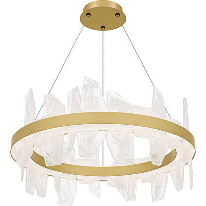 Quoizel Aurelia 30in Round Chandelier | Modern Soft Gold and White Swirl Glass | Dining Room & Living Room | 30 x 30 x 13.75 in | Model PCAUR5030SGD