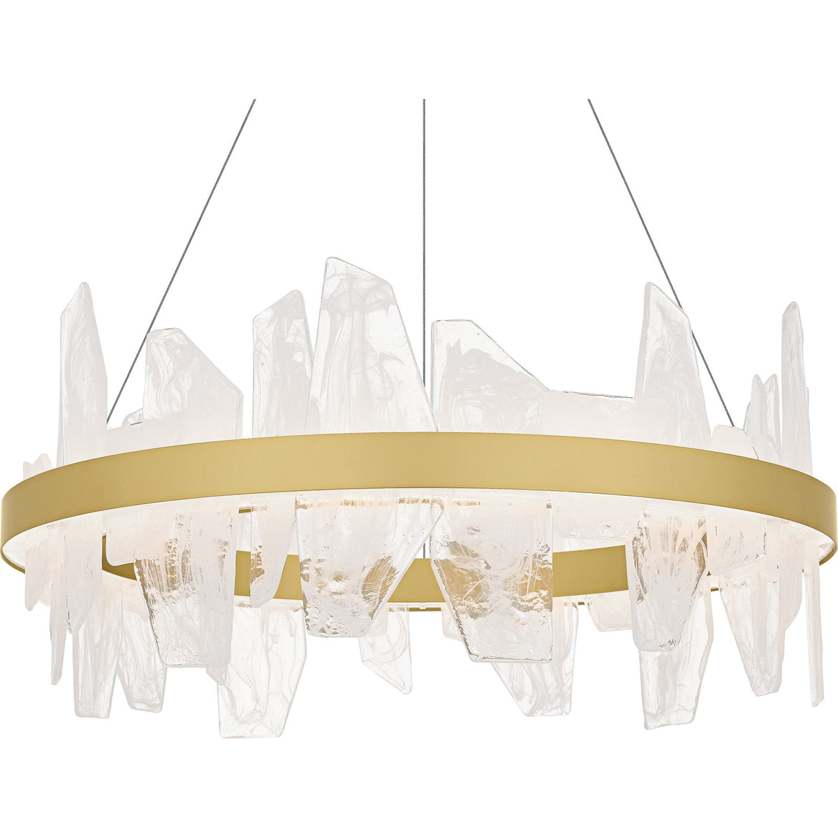 Quoizel Aurelia 30in Round Chandelier | Modern Soft Gold and White Swirl Glass | Dining Room & Living Room | 30 x 30 x 13.75 in | Model PCAUR5030SGD