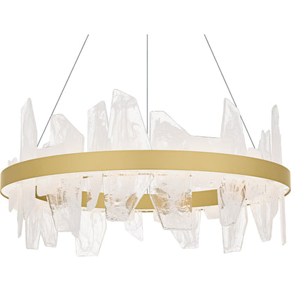 Quoizel Aurelia 30in Round Chandelier | Modern Soft Gold and White Swirl Glass | Dining Room & Living Room | 30 x 30 x 13.75 in | Model PCAUR5030SGD