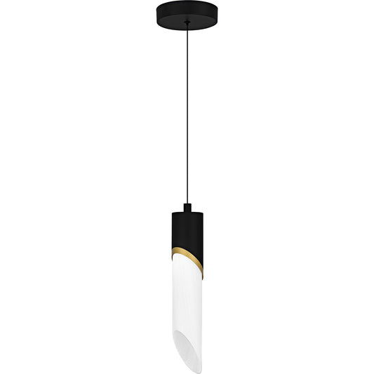 Quoizel Alys 14in Mini Pendant | Modern Matte Black and Alabaster Glass | Kitchen Island & Bar | 2.5 x 2.5 x 13.75 in | Model PCAYS1503MBK