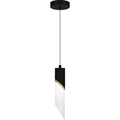 Quoizel Alys 14in Mini Pendant | Modern Matte Black and Alabaster Glass | Kitchen Island & Bar | 2.5 x 2.5 x 13.75 in | Model PCAYS1503MBK