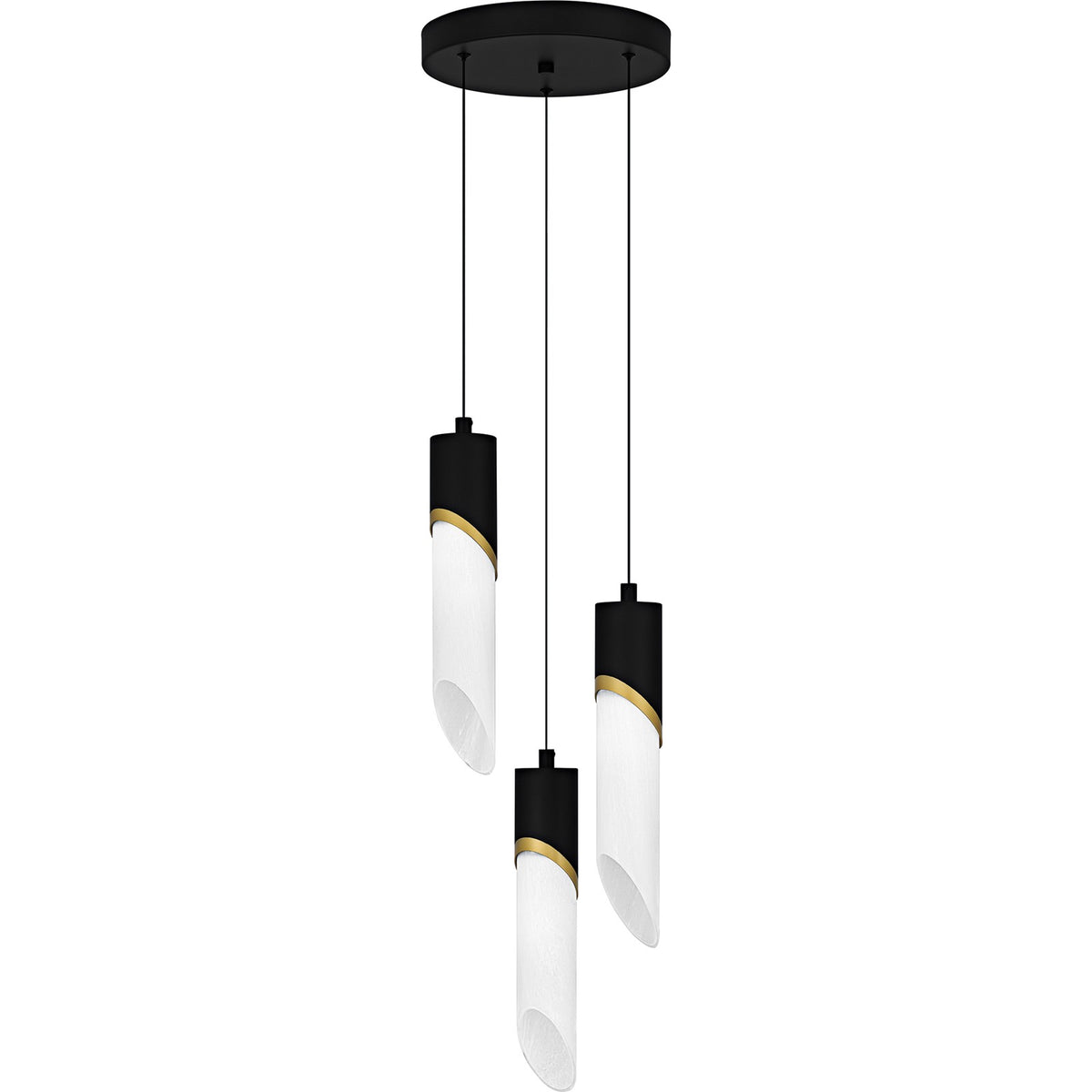 Quoizel Alys 10in 3-Light Pendant | Contemporary Matte Black and Alabaster Glass | Kitchen Island & Dining Room | Model PCAYS1810MBK