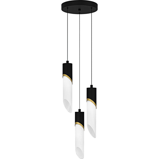 Quoizel Alys 10in 3-Light Pendant | Contemporary Matte Black and Alabaster Glass | Kitchen Island & Dining Room | Model PCAYS1810MBK