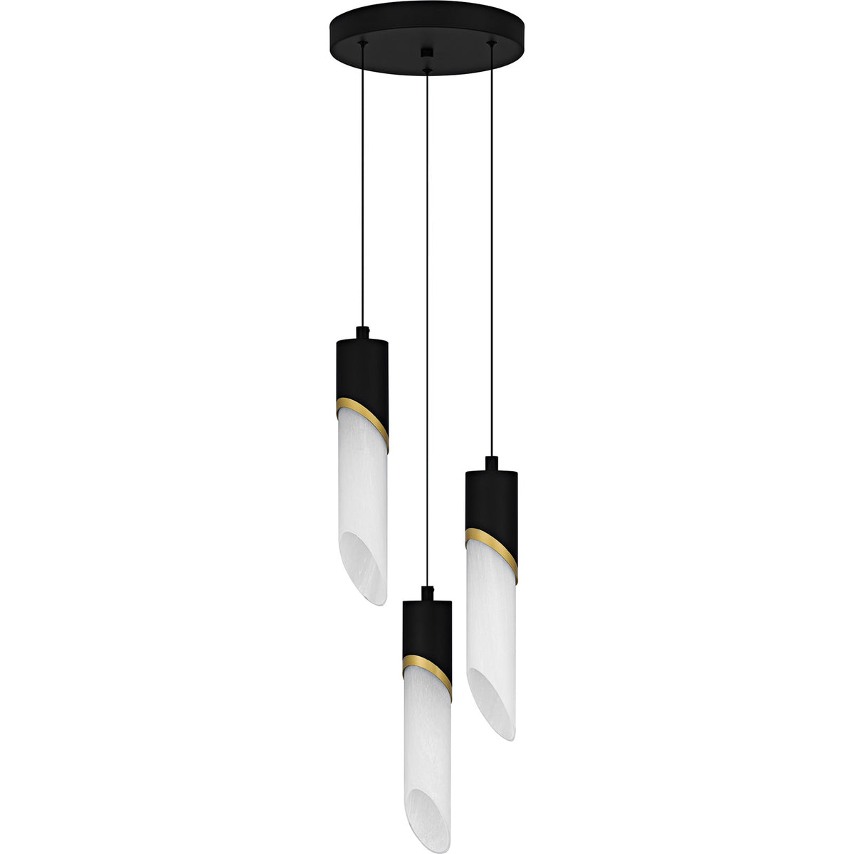 Quoizel Alys 10in 3-Light Pendant | Contemporary Matte Black and Alabaster Glass | Kitchen Island & Dining Room | Model PCAYS1810MBK