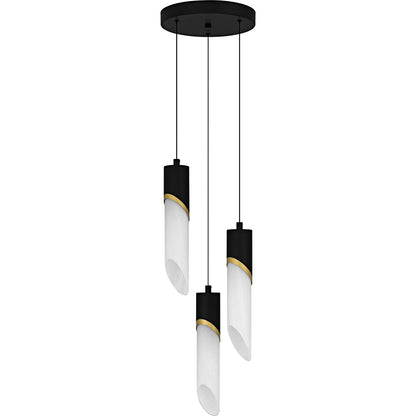 Quoizel Alys 10in 3-Light Pendant | Contemporary Matte Black and Alabaster Glass | Kitchen Island & Dining Room | Model PCAYS1810MBK