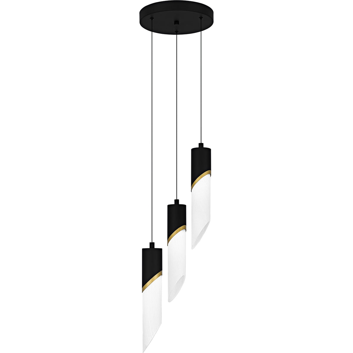 Quoizel Alys 10in 3-Light Pendant | Contemporary Matte Black and Alabaster Glass | Kitchen Island & Dining Room | Model PCAYS1810MBK