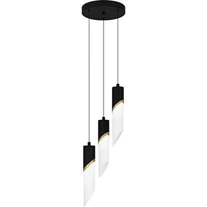 Quoizel Alys 10in 3-Light Pendant | Contemporary Matte Black and Alabaster Glass | Kitchen Island & Dining Room | Model PCAYS1810MBK