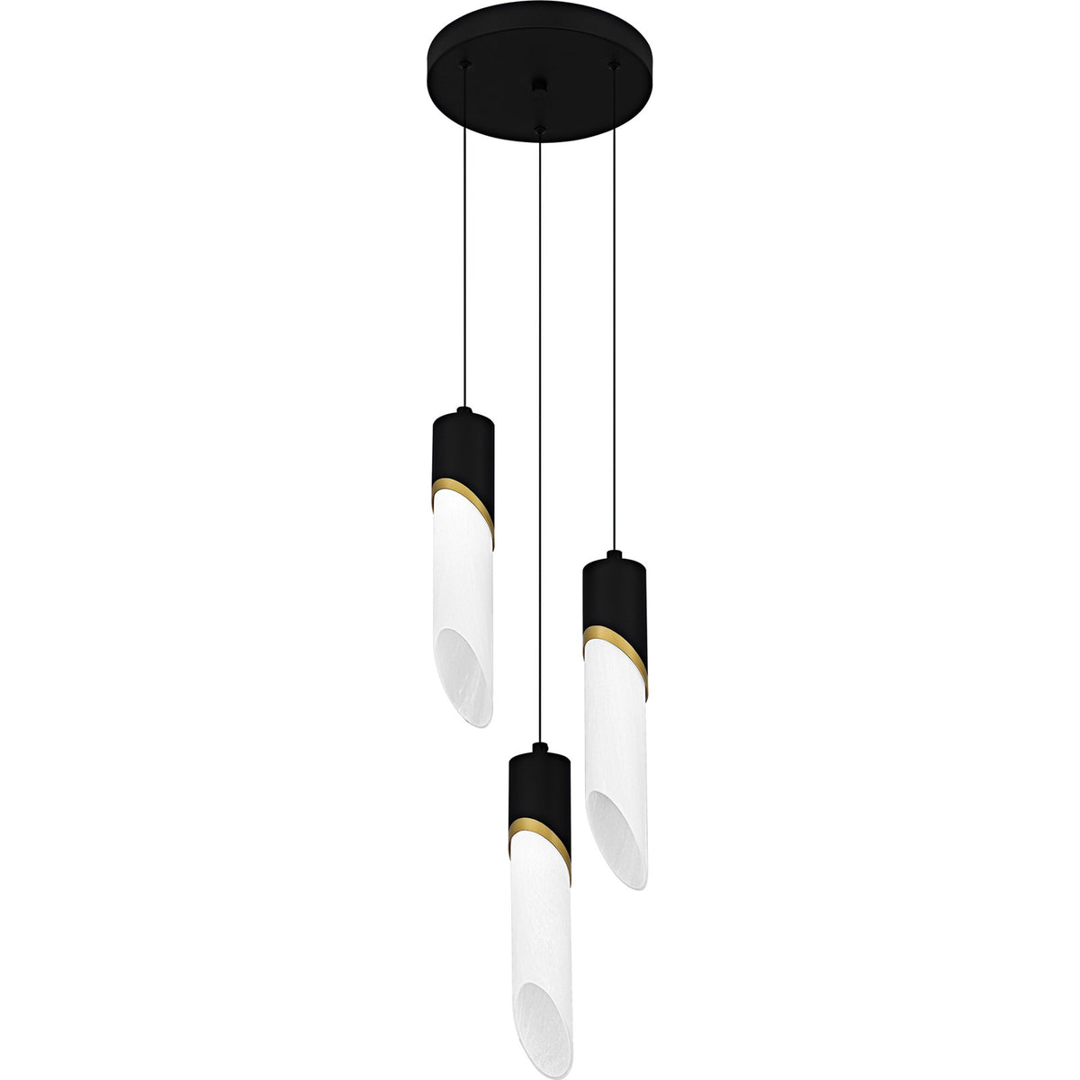 Quoizel Alys 10in 3-Light Pendant | Contemporary Matte Black and Alabaster Glass | Kitchen Island & Dining Room | Model PCAYS1810MBK