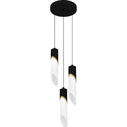 Quoizel Alys 10in 3-Light Pendant | Contemporary Matte Black and Alabaster Glass | Kitchen Island & Dining Room | Model PCAYS1810MBK