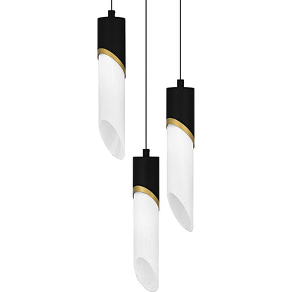 Quoizel Alys 10in 3-Light Pendant | Contemporary Matte Black and Alabaster Glass | Kitchen Island & Dining Room | Model PCAYS1810MBK