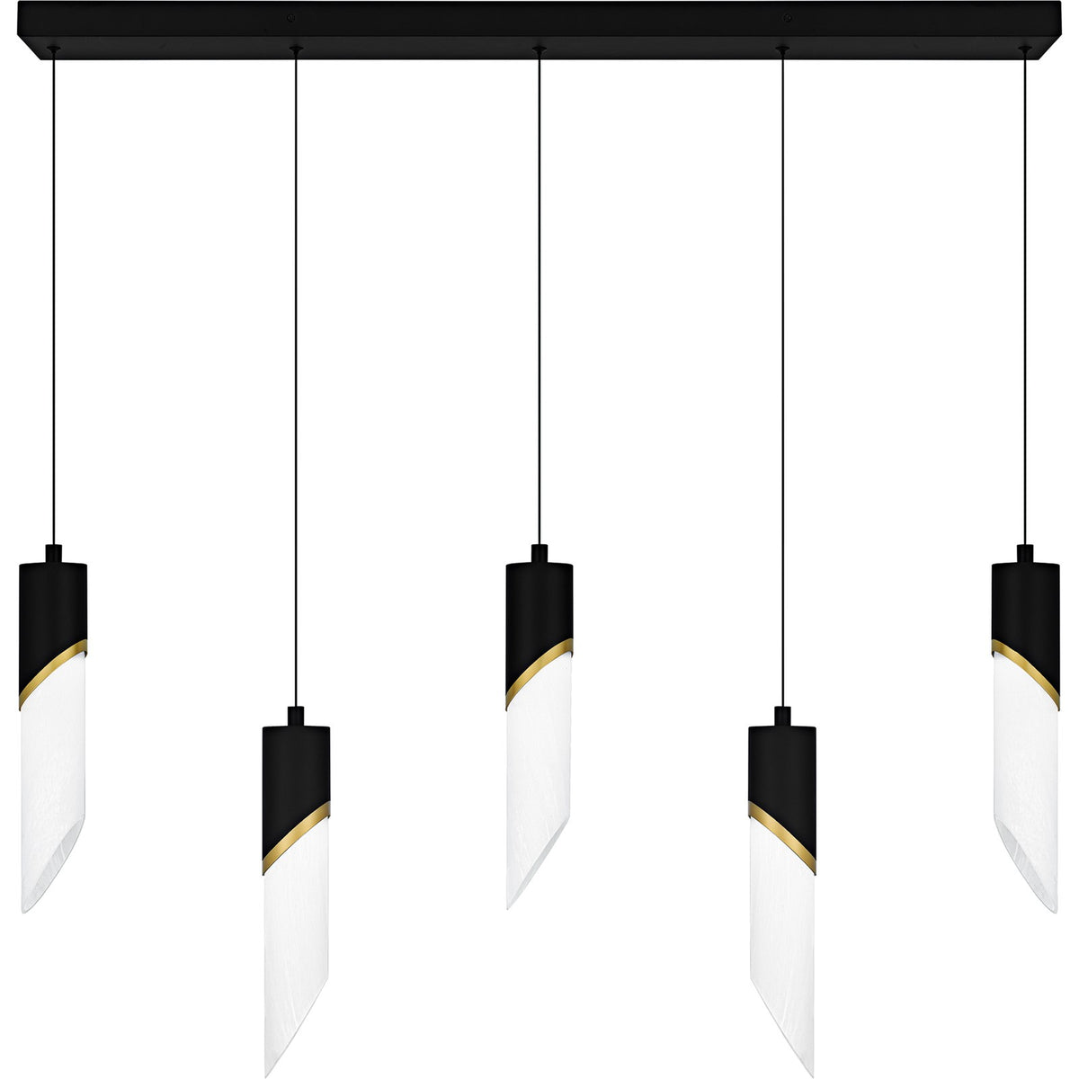 Quoizel Alys 40in 2-Light Island Chandelier | Contemporary Matte Black and Alabaster Glass | Kitchen Island & Dining Room | Model PCAYS540MBK